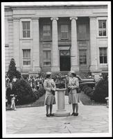 Red Cross graduates preparing to leave : front of Hurst Hall at American University