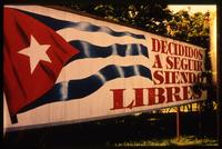 Billboard featuring propaganda in Cuba