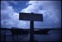 Marker for historic shipwreck "Jhelum" at Port Stanley