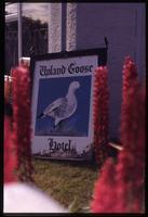 Sign for Upland Goose Hotel in Port Stanley