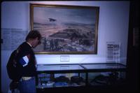 Tourist viewing display at Port Stanley museum