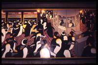 Painting of penguins at Silver Spring, Maryland Metro station 