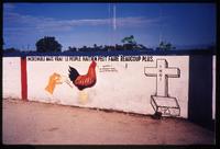 Mural featuring rooster and cross