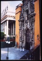Close up of baroque church façade