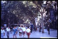 People walking through the Ramblas in Barcelona