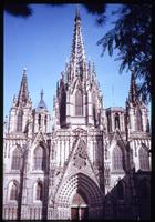 Close up of  exterior of Sagrada Familia in Barcelona