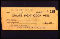 1962-1963 mess coupon for cafeteria  
