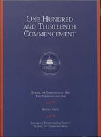 113th Commencement Program, School of International Service and School of Communication, Spring 2001