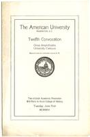 12th Commencement Program, American University, Spring 1926