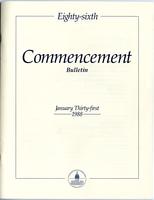 86th Commencement Program, American University, Winter 1988