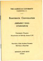 18th Commencement Program, American University, Spring 1932