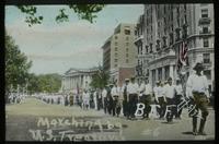 Bonus Army demonstrators marching past the U.S. Treasury Building, 05 July 1932