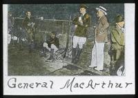 General MacArthur standing among troops during the march and destruction of the Bonus Army camps, 28 July 1932