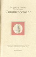 92nd Commencement Program, American University, Winter 1991