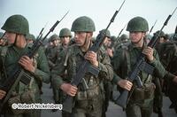 Chilean Soldiers Practice For Independence Day Parade