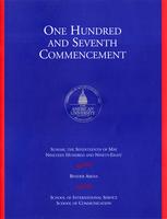 107th Commencement Program, School of International Service and School of Communication, Spring 1998