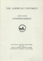 49th Commencement Program, American University, Spring 1963