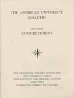 61st Commencement Program, American University, Spring 1975