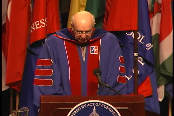 Paul Volcker Commencement Address, 120th Commencement, School of Public Affairs and Kogod School of Business, Spring 2006