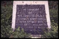 Close view of William Barlas' tombstone