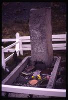 View of offerings left at Ernest Shackleton's grave