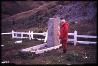Jack Child standing near Ernest Shackleton's gravesite
