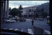 View of Buenos Aires Army Ministry and surrounding buildings from car