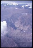 Aerial view of mountians and valleys near La Paz