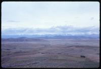 Aerial view of Bolivian Altiplano with mountains in background