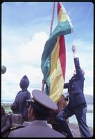 View of Raom Conolly raising Bolivian flag