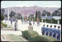 View of military personnel marching at military academy