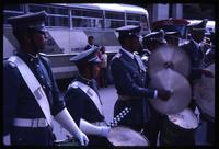 View of military honor guard playing drums