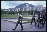 Troops marching toward World War II monument