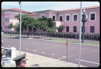 Lateral view of military personnel outside of Escola Preparat