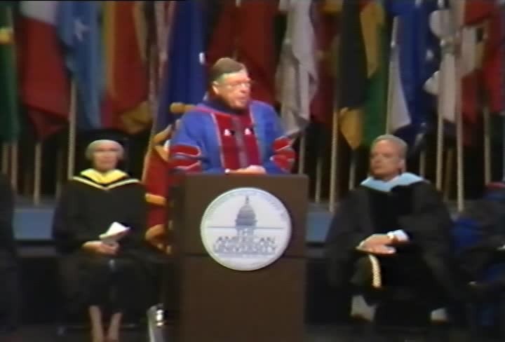 Charles A. Bowsher Commencement Address, 103rd Commencement, School of Public Affairs and Kogod School of Business, Spring 1996