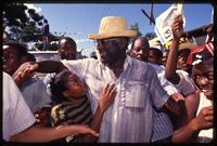 Presidential candidate Marc Bazin on the campaign trail, Haiti