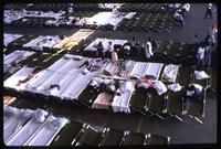 Aerial view of cots at a Haitian refugee center at the Guantanamo Bay Naval Base