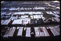 Aerial view of cots set up in the refugee camp on the Guantanamo Bay Naval Base