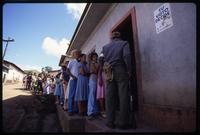 A line of people wait to vote, Nicaragua