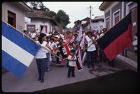 Citizens march in a pro-Sandinista rally, Juigalpa, Nicaragua