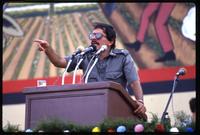 Daniel Ortega speaks to his supporters at a Sandinista National Union of Farmers and Ranchers Rally, Managua, Nicaragua