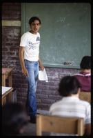 A Cuban math teacher lectures his class at a public school, Nicaragua