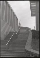View to the Kay Spiritual Life Center from the stairway between campus buildings at American University, 1968