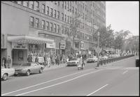 Anti-war demonstrators march along Connecticut Avenue NW on their way to a rally at the Sylvan Theater, 26 October 1968