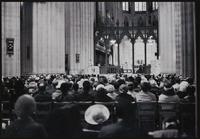 Clergyman addresses congregation at the memorial service for Martin Luther King, Jr. inside the Washington National Cathedral, 29 March 1969