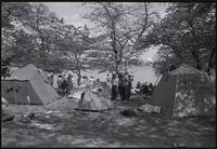 View to the Jefferson Memorial, with May Day protesters at their West Potomac Park campsite, 01-03 May 1971
