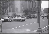 A crowd of May Day protesters at the National Archives begins to disperse as tear gas is released, 01-03 May 1971
