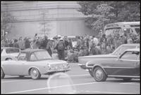 Protesters block traffic near the National Archives during the May Day protests, 03 May 1971