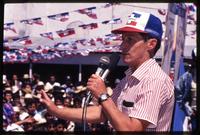 Roberto D'Aubuisson, founder of the Nationalist Republican Alliance party, speaks at a campaign rally, El Salvador