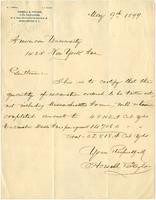Letter from Howell and Taylor Civil Engineers to American University, 1899 May 09